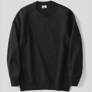 Uniqlo Unisex Sz L Black Sweatshirt Crewneckine Zipper Pocket  Sweater Like New